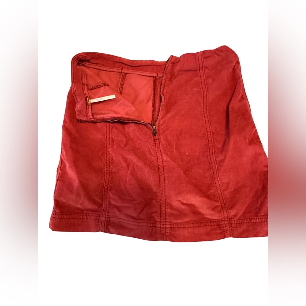 Free People Orange Corduroy Zipper Up Mini Skirt Sz 4
